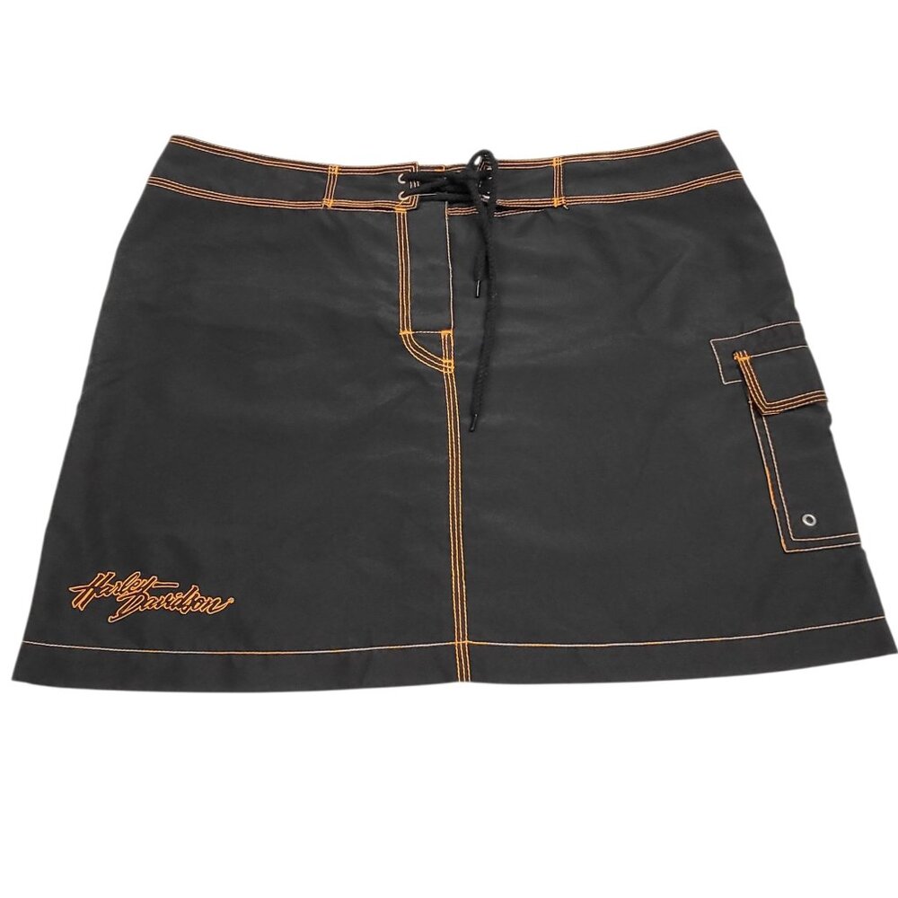 Harley-Davidson Tori Richard Skirt Large Blue Vintage Drawstring Biker Rocker